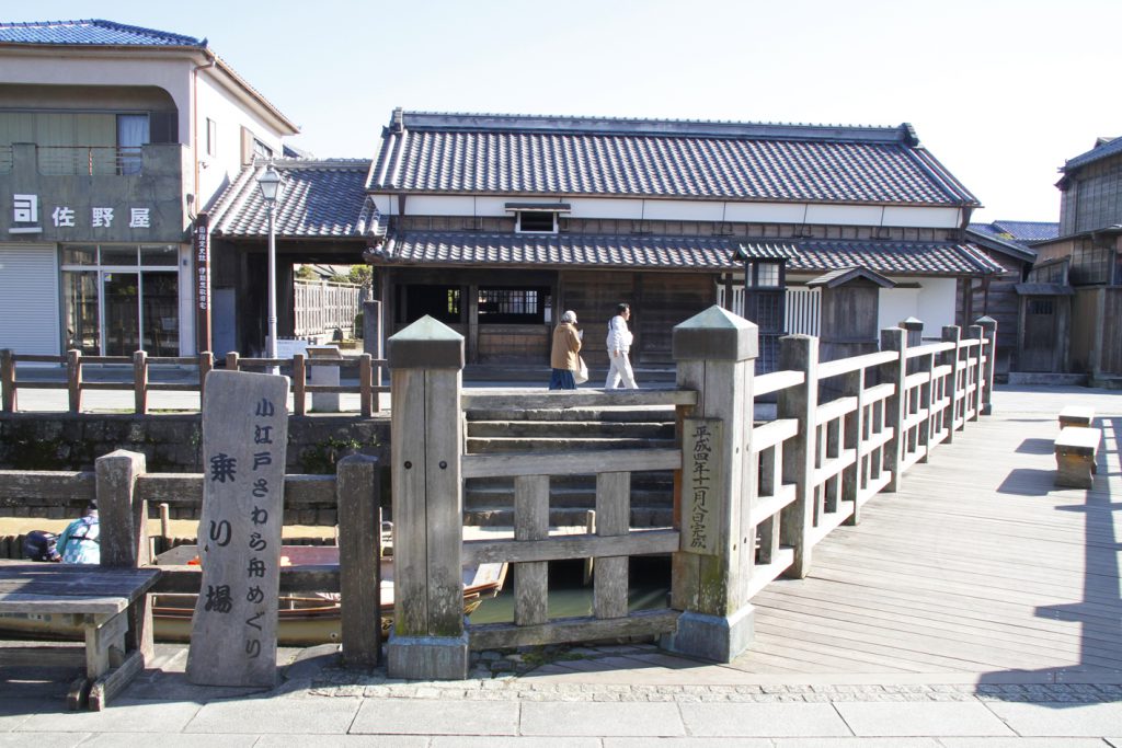 小野川沿いの昔ながらの橋と住宅
